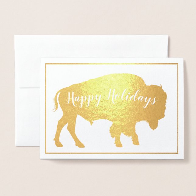 Gold Foil Buffalo Holiday Thoreau Quote Foil Card (Front With Envelope)