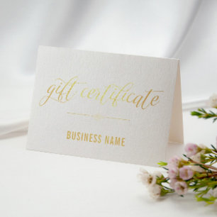 Gold Foil Calligraphy Gift Certificate Foil Card