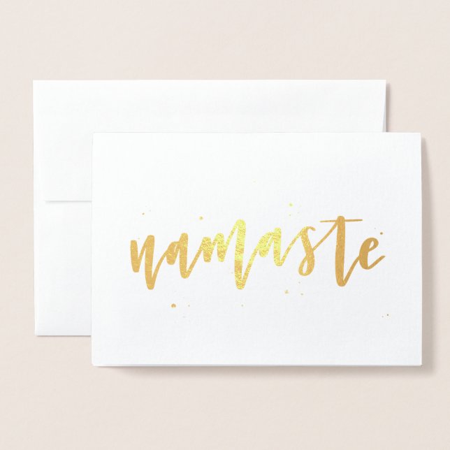 Gold Foil Calligraphy Namaste Greeting Card (Front With Envelope)