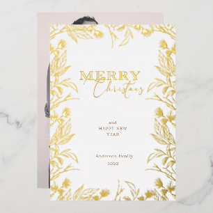 Gold Foil Calligraphy Photo Holiday Card