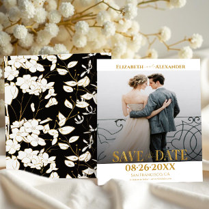 Gold Foil Calligraphy Photo Save the Date