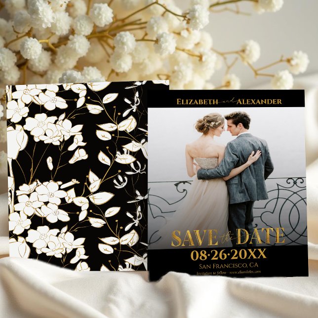 Gold Foil Calligraphy Photo Save the Date (Creator Uploaded)