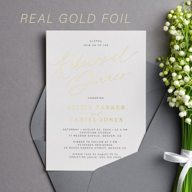 Gold foil calligraphy rehearsal dinner (Creator Uploaded)