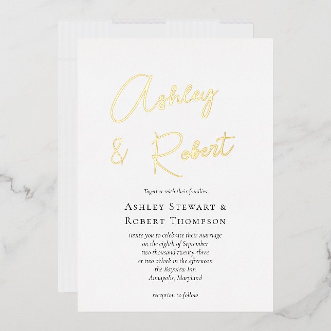 Gold Foil Calligraphy Script Modern Wedding (Envelope)