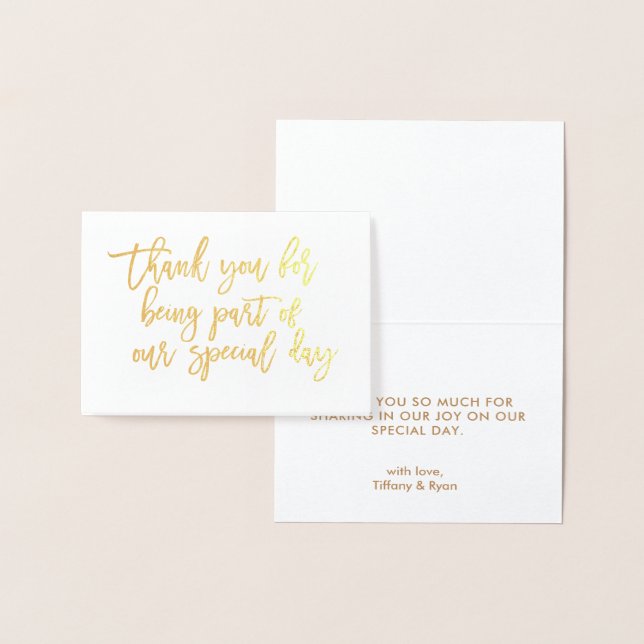 Gold Foil Calligraphy Wedding Thank You Card (Display)