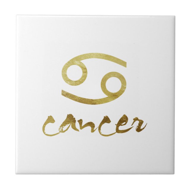 Gold Foil Cancer Symbol Ceramic Tile (Front)
