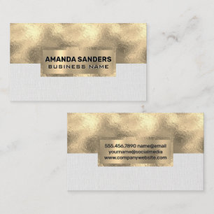 Gold Foil   Canvas White Texture Business Card