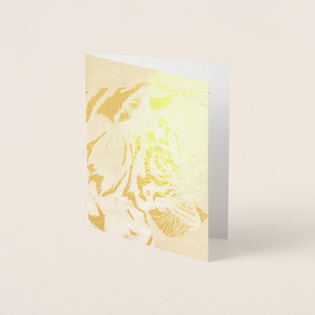 Gold Foil Card TIGER Thinking of You Custom Text (Front)