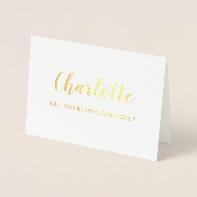Gold Foil Card | will you be my flower girl (Front)