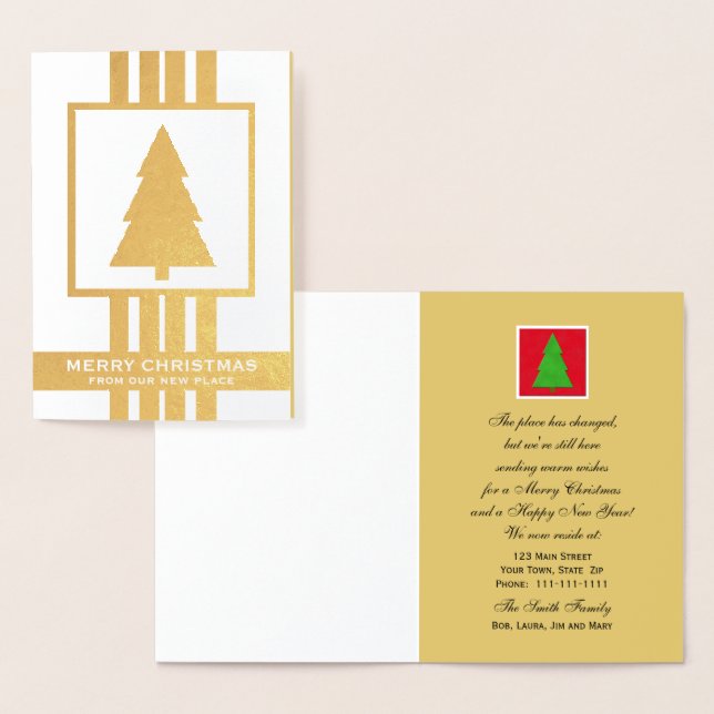 Gold Foil Change of Address Christmas Card (Display)