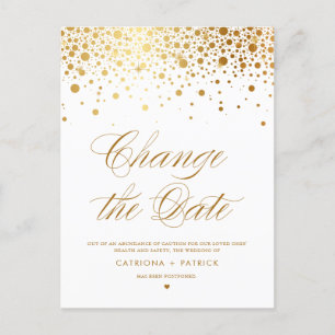 Gold Foil Change the Date Wedding Postponement Announcement Postcard