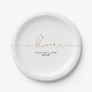 Gold Foil Cheers Elegant Modern Party Paper Plate