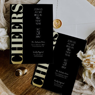 Gold Foil Cheers New Year's Eve Party Invitation