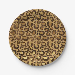 Gold Foil Cheetah Pattern Jungle Birthday Party Paper Plate