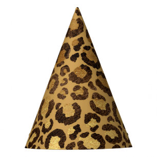 Gold Foil Cheetah Pattern Jungle Birthday Party Party Hat