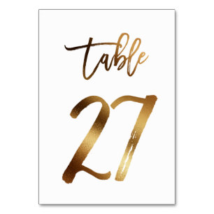 Gold foil chic wedding table number   Table 27