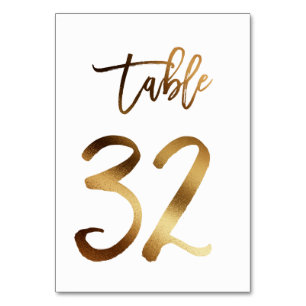 Gold foil chic wedding table number Table 32