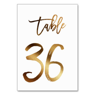 Gold foil chic wedding table number   Table 36