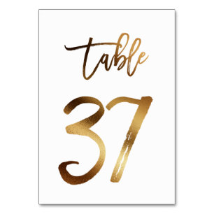 Gold foil chic wedding table number   Table 37