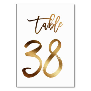 Gold foil chic wedding table number   Table 38