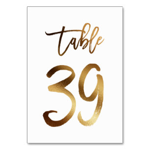 Gold foil chic wedding table number   Table 39