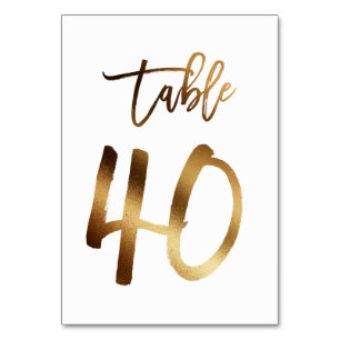 Gold foil chic wedding table number Table 40