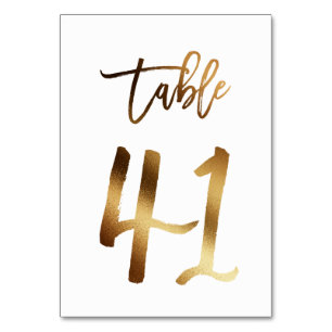 Gold foil chic wedding table number Table 41