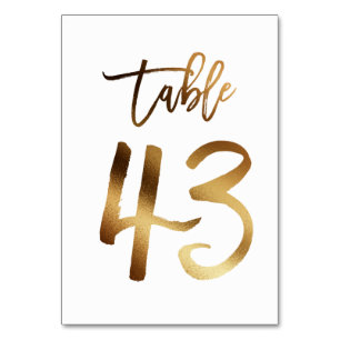 Gold foil chic wedding table number   Table 43