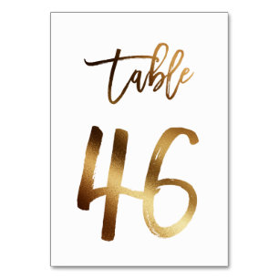 Gold foil chic wedding table number Table 46