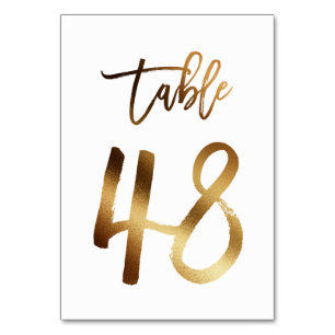 Gold foil chic wedding table number Table 48