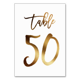Gold foil chic wedding table number   Table 50