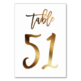 Gold foil chic wedding table number | Table 51