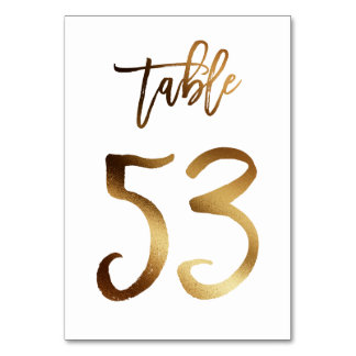 Gold foil chic wedding table number | Table 53