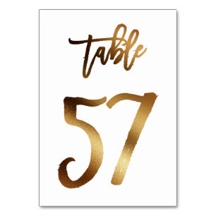 Gold foil chic wedding table number Table 57