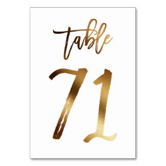 Gold foil chic wedding table number | Table 71