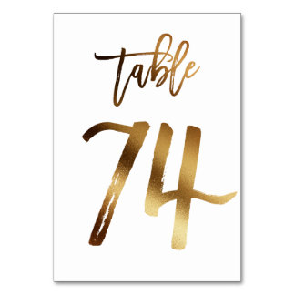 Gold foil chic wedding table number | Table 74