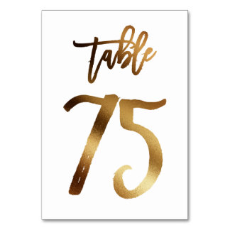 Gold foil chic wedding table number | Table 75