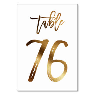 Gold foil chic wedding table number | Table 76