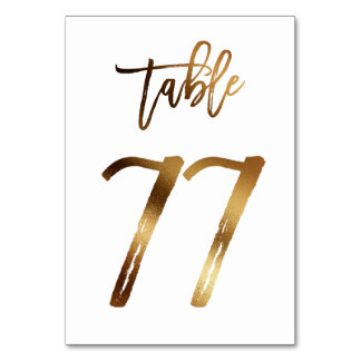 Gold foil chic wedding table number | Table 77