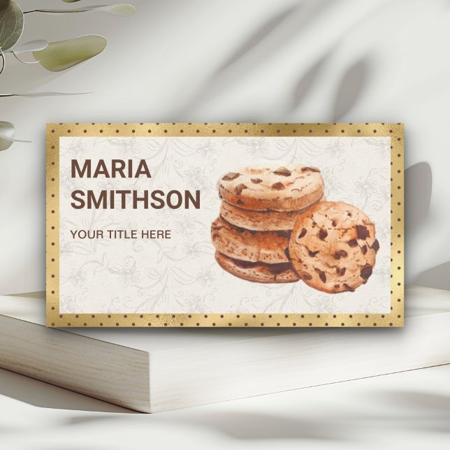 Gold Foil Chocolate Chip Cookies Bakery Business Card (Creator Uploaded)