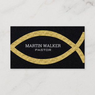 Gold Foil Christian Fish Religious Business Card