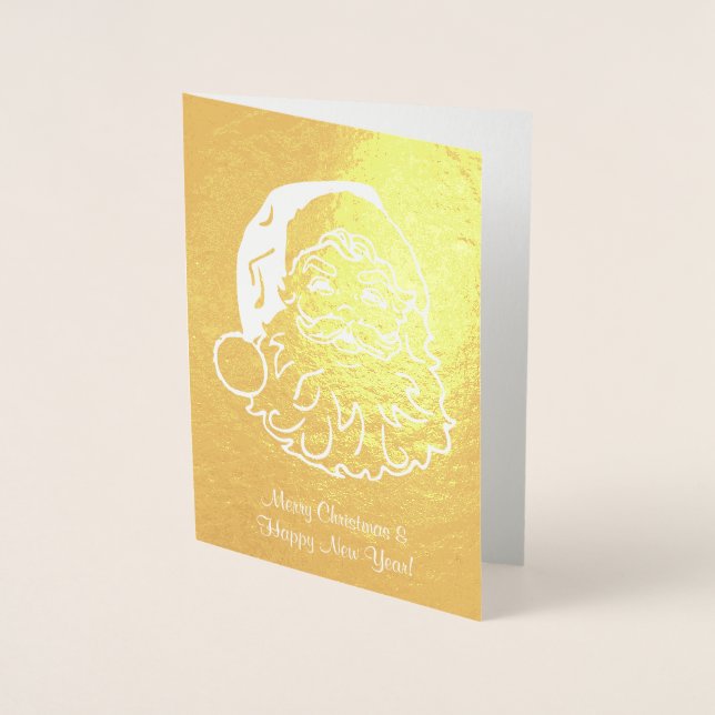 Gold foil christmas card with Santa (Front)