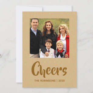 Gold Foil Christmas Greetings family photo Holiday Card