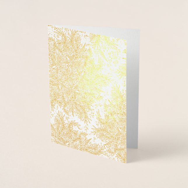 Gold Foil Christmas Holiday Snow Greeting Card (Front)