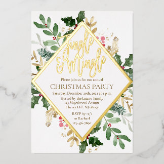 Gold Foil Christmas Party Invitation