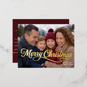 Gold Foil Christmas Photo Party Invitation