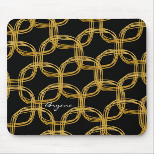 Gold Foil Circle Modern Glam Mouse Pad
