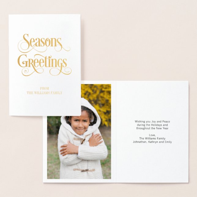 Gold Foil Classic Seasons Greeting Holiday Card (Display)