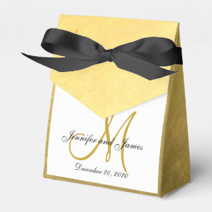 Gold Foil Coloured Monogram Wedding Favour Box
