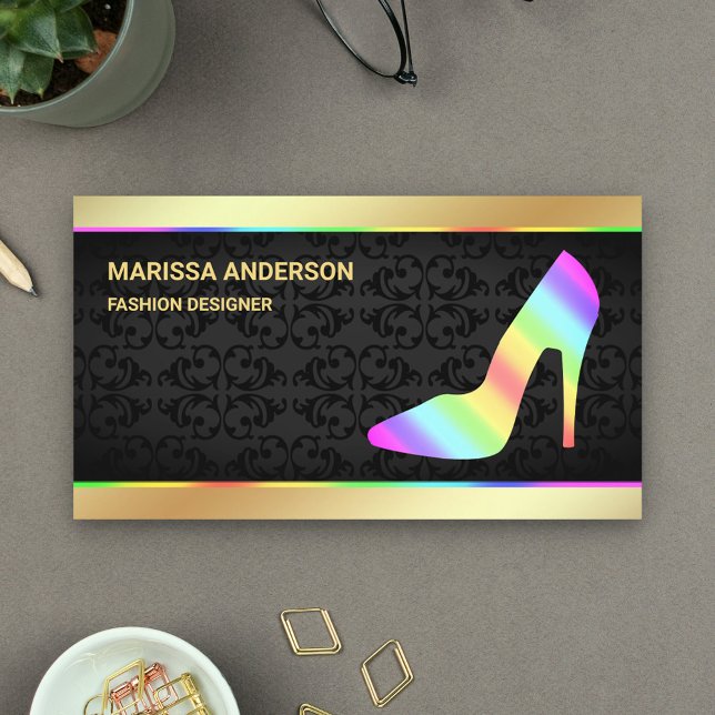 Gold Foil Colourful Rainbow High Heels Stilettos Business Card (Creator Uploaded)